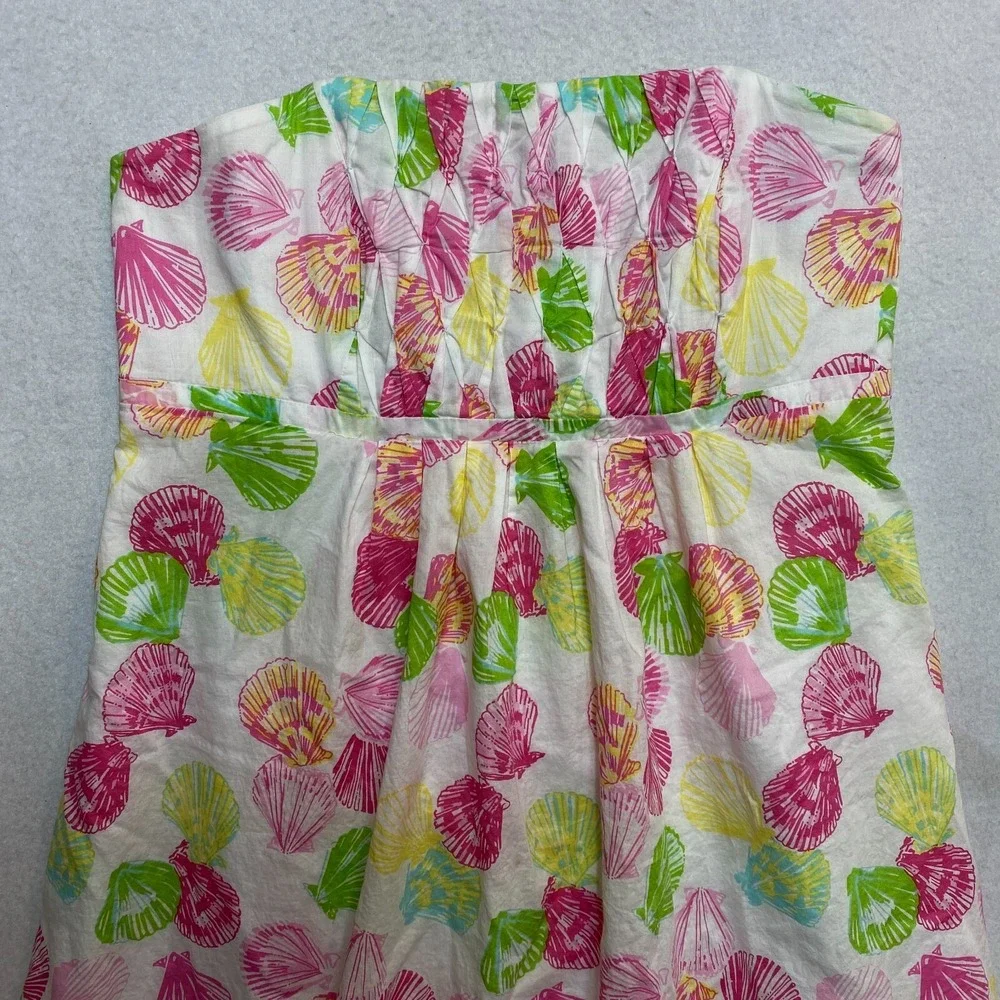 Lilly Pulitzer Dress Womens 8 Strapless Seashell Clam Digger Gweneth - Picture 2 of 10